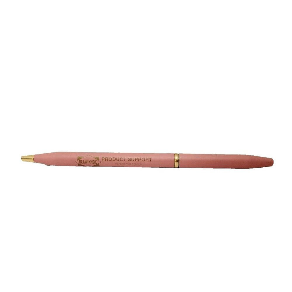Vtg Pink Slim Ball Point Advertising Blaw Knox Product Support Parts Ink Pen